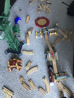 Cranky The Crain And Thomas The Tank Engine Vintage Wooden Track Pieces