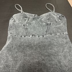 Faded Black Cotton Mini Skirt