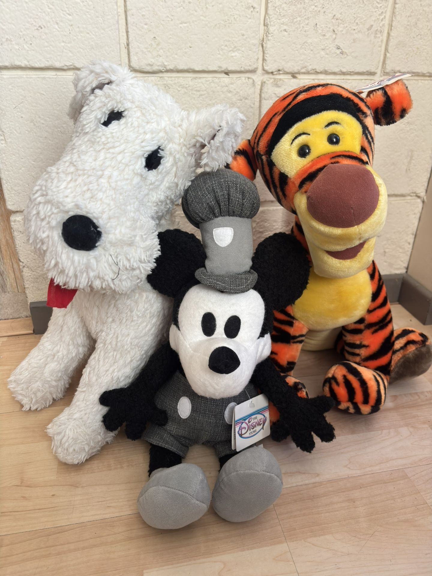 Vintage Plush Toys Tigger, Mickey, and Snowy Set