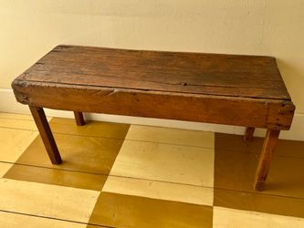 Antique Primitive Wooden Farmhouse Bench / Rustic Coffee Table