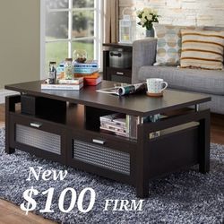 Modern Brown Coffee Table With Storage || Espresso Coffee Table 