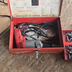 Vintage Milwaukee Hammer Drill with Accessories and ORIGINAL BOX