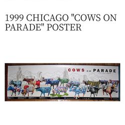 Vintage Chicago Art Poster Cows On Parade 