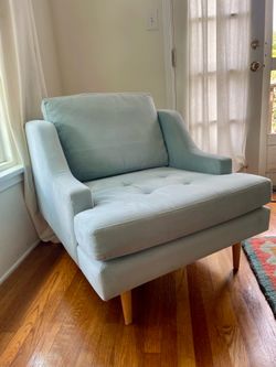 Light Blue Velvet Lounge Chair