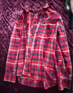 Eddie Bauer Red Plaid Flannel Button-Up Shirt