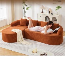 Boneless L sheet sofa, couch, oversize sectional curved cloud sofa with Chaise lounge, Chenille