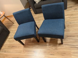 Set of 2 Blue Fabric Accent Chairs
