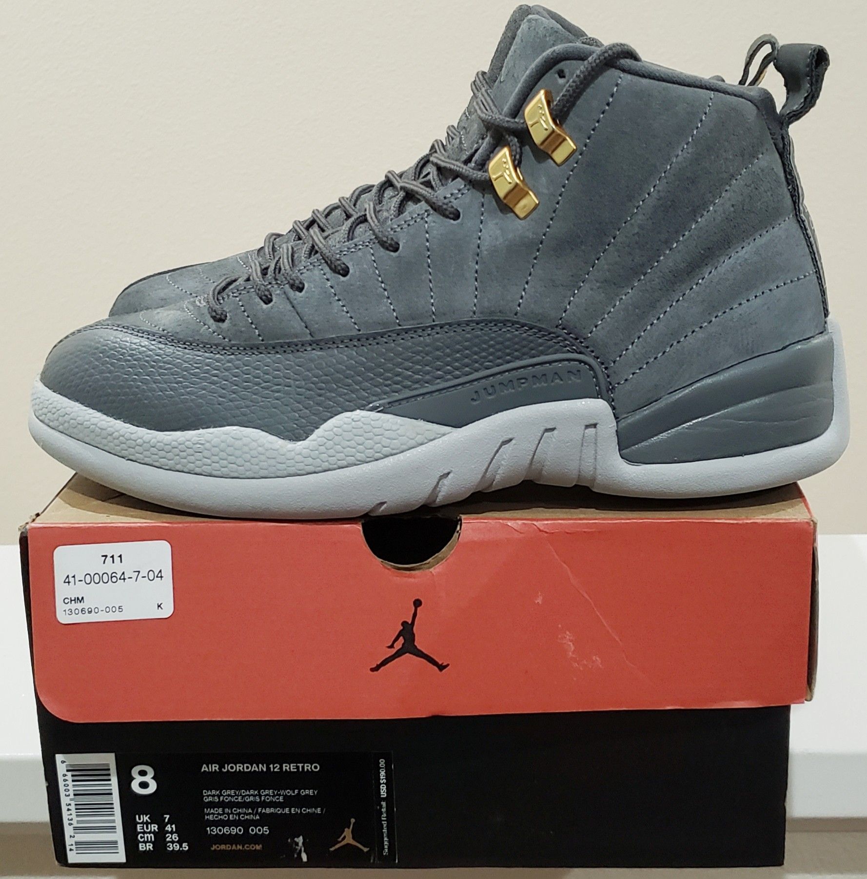 AIR JORDAN 12 RETRO Wolf Grey (130690-005) (Size 8)