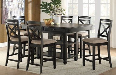 stylish styling, two-tone finish counter height dining set w/storage base