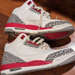 NIKE YOUTH SIZE 5.5 SHOE #398614-126 AIR JORDAN 3 RETRO