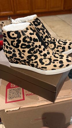 Leopard Print Wedge Sneaker Booties