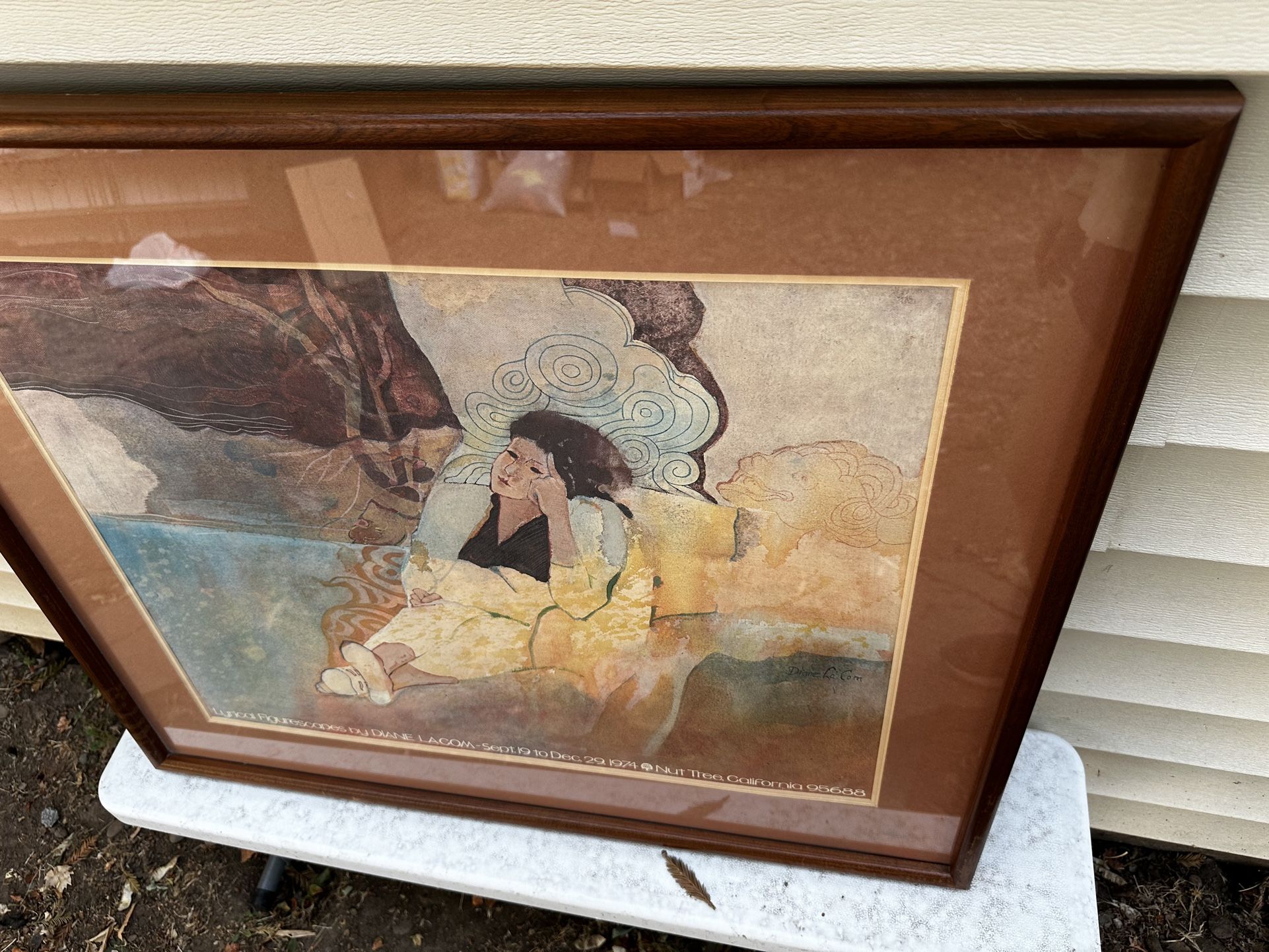 Rare Vintage Beautiful Lyrical Figurescapes By Diane Lacom 1974 Wall Art Frame