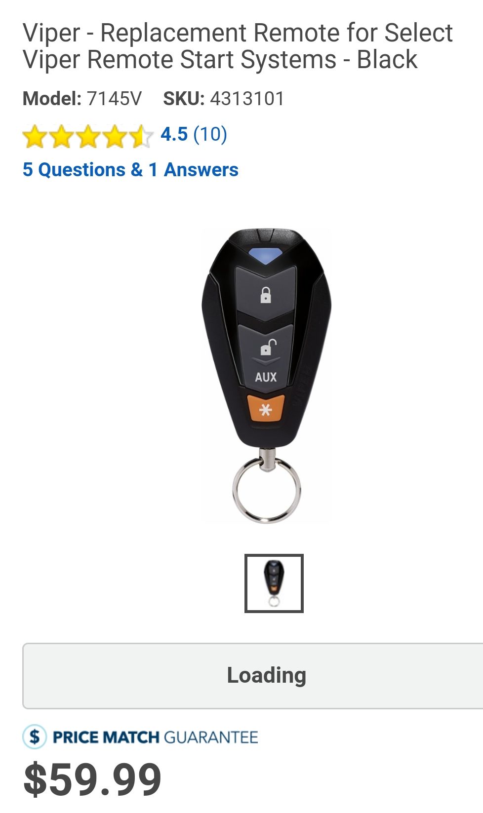 VIPER 7145v,4105V, 3105V, 3305V and 3102VREPLACEMENT REMOTE