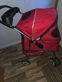 Red Pet Stroller with Cup Holder