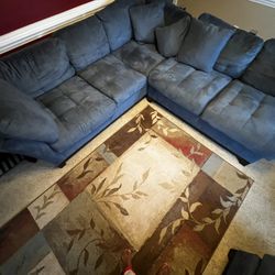 Cindy Crawford Blue Sectional and Chaise