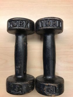 Vintage York 3lb dumbbell set