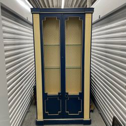 Navy Blue Display Cabinet with Glass Doors