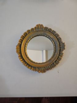 Round Gold Sunburst Wall Mirror
