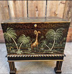 Decorative Painted Trunk Box on Stand