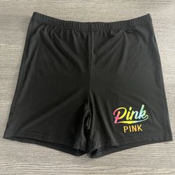 Victoria’s Secret PINK Shorts Size 1XL  Black Rainbow Logo
