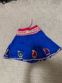 Blue Embroidered Indian Lehenga Skirt-3-4 yrs