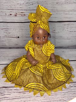 Vintage Baby Doll in African Print Outfit