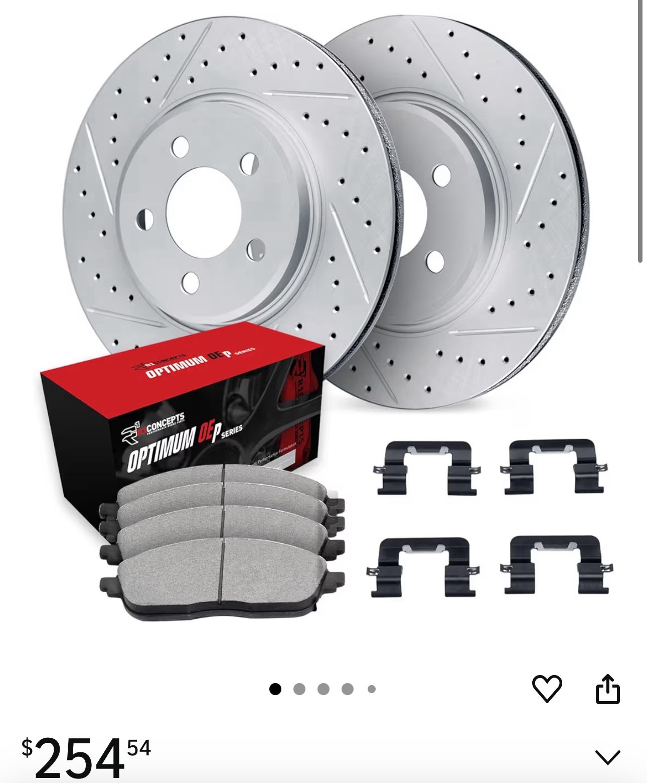 R1 Concepts Front Brake Kit For 2003-2009 Chrysler PT Cruiser, 2003-2005 Dodge Neon| Drilled Slotted Brake Rotors| Optimum OEP Brake Pads and Rotors K