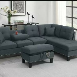 3pcs Sectional With Ottoman
