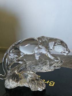 Vintage Princess House Lead Crystal Jaguar Panther / Big Cat Figurine - Wonders of the Wild Germany Collection- Mint Condition