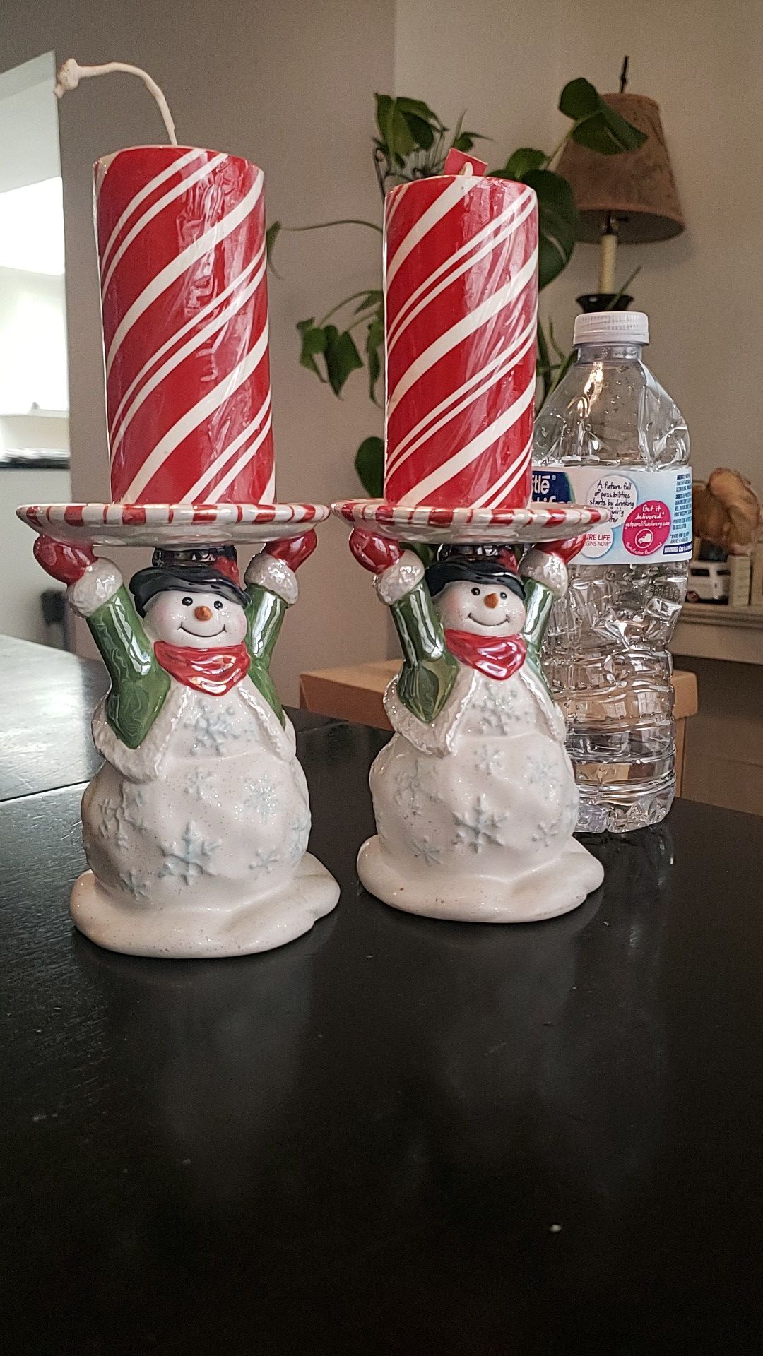 Christmas Candle Holders with candles