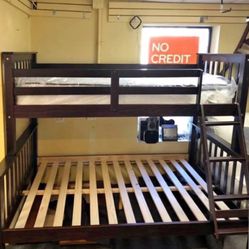 %100 Solid Wood Twin Full Bunk Bed In Stock 