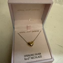 olivia end jackson STERLING SILVER 16+2* NECIACE Heart necklace brand new with box