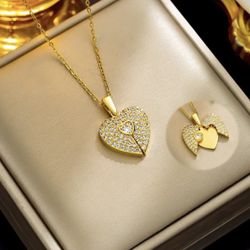 Gold Heart Necklace • PVD Coated Stainless Steel • Waterproof • Non Tarnish 