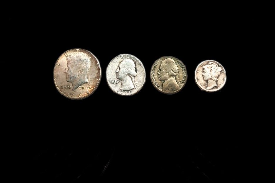 90% Silver Half, Quarter,Dime + Jefferson War Time Nickel 
