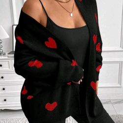 Heart Knitted Loose Cardigan 