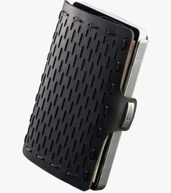 I-CLIP Original Black/Silver with Coin Pocket Black Leather Wallet w/Moneyclip