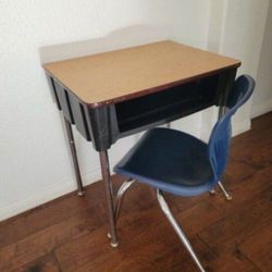Open Front Desk With Metal Storage Box