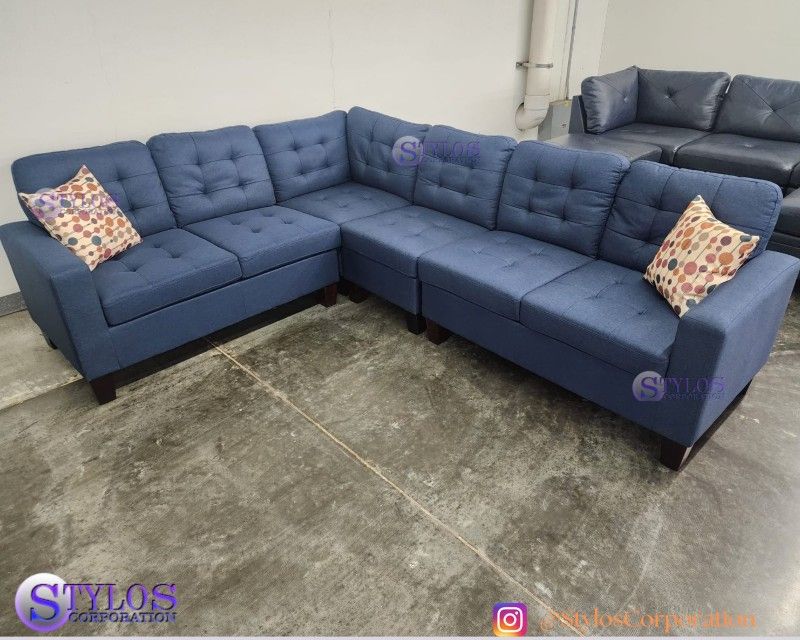 New Sectional Navy And Black