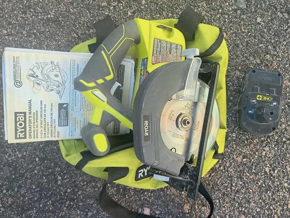 Ryobi 18v Circular Saw w/Battery & Bag