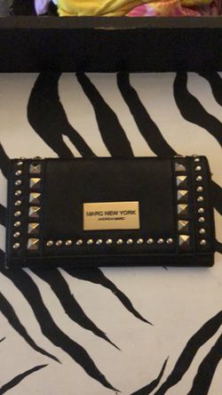 Black leather wallet with studs in excellent condition