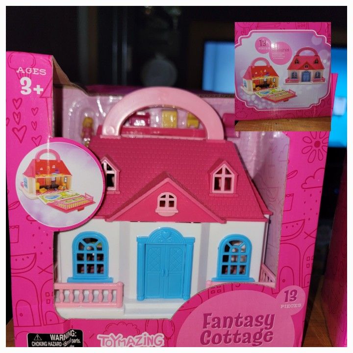 🙂NEW 13 PIECE FANTASY COTTAGE.  COTTAGE OPENS UP .