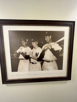 Ted Williams, Joe DiMaggio, Mickey mantle Framed