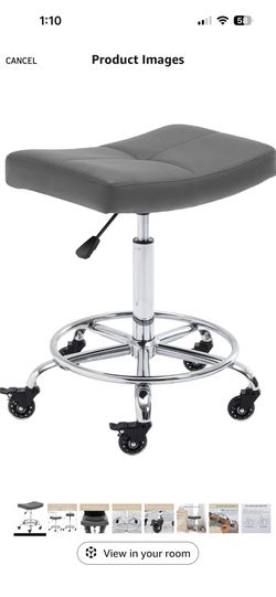 Wide Rolling Stool with Lockable Rubber Wheels & Footrest 