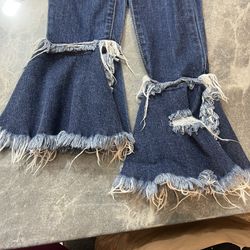 Fashion Nova Distressed Jeans With Ankle Flare