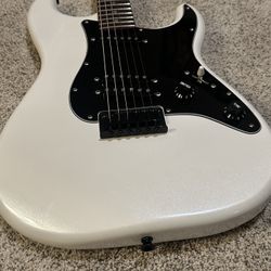 . Squier Contemporary Stratocaster  Electric Guitar, Pearl White, Hard Tail