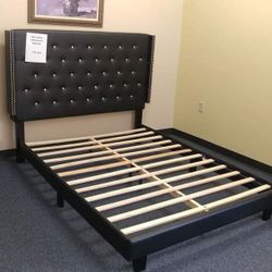 Vintasso Black Queen Upholstered Platform Bed (King Bed Frame )Mattress sold separately