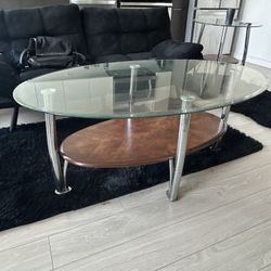 Glass Coffee Table And End Table Set
