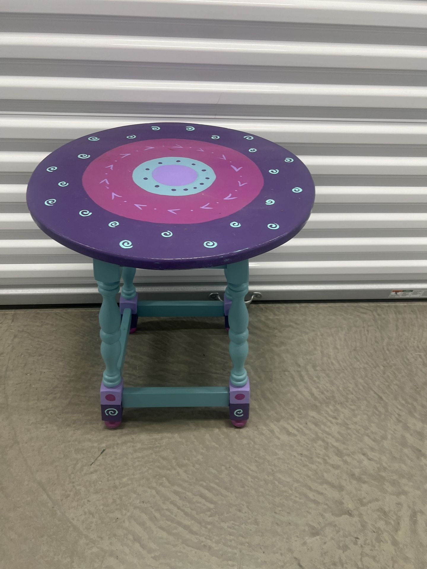 Solid Wood child activity table End Table stencil painted...