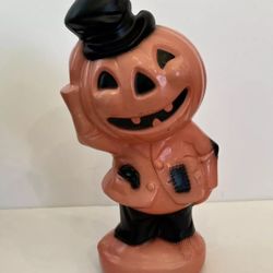 Orange Vintage Inspired Ashland Halloween Blow Mold Pumpkin Scarecrow Hobo