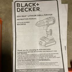 Black and Decker 20 Volt Max Lithium Drill Driver Kit